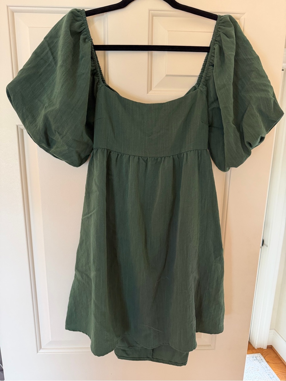 Green Puff Sleeve Mini Dress